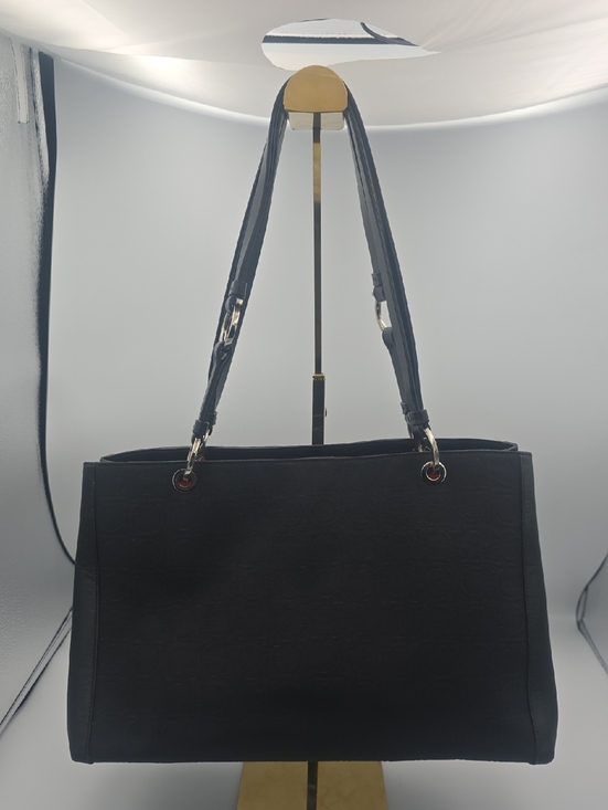 Salvatore Ferragamo Handbags - Salvatore Ferragamo Black Fabric/Leather Med Tote W Silver Hardware (EUC)(COA)🖤